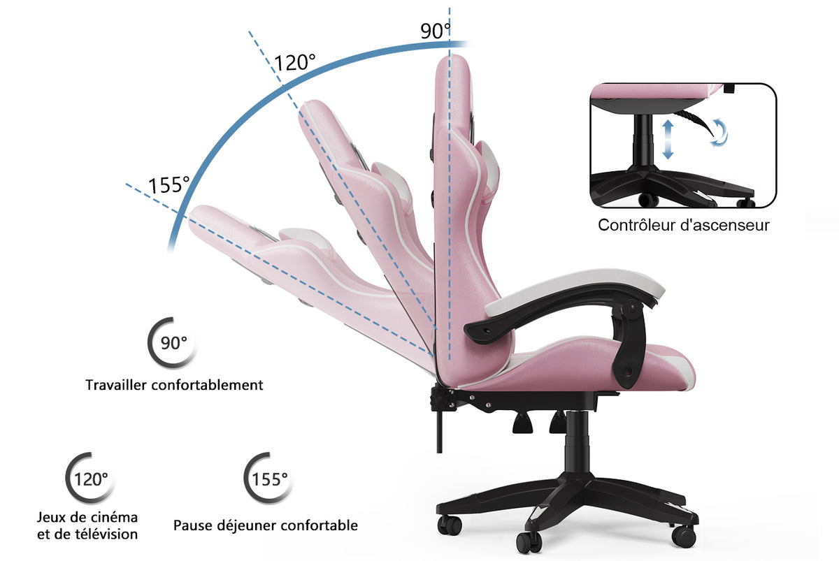 Chaise Gaming, Fauteuil Gamer, Siège de Bureau Réglable, Ergonomique, -  RattanTree - FR