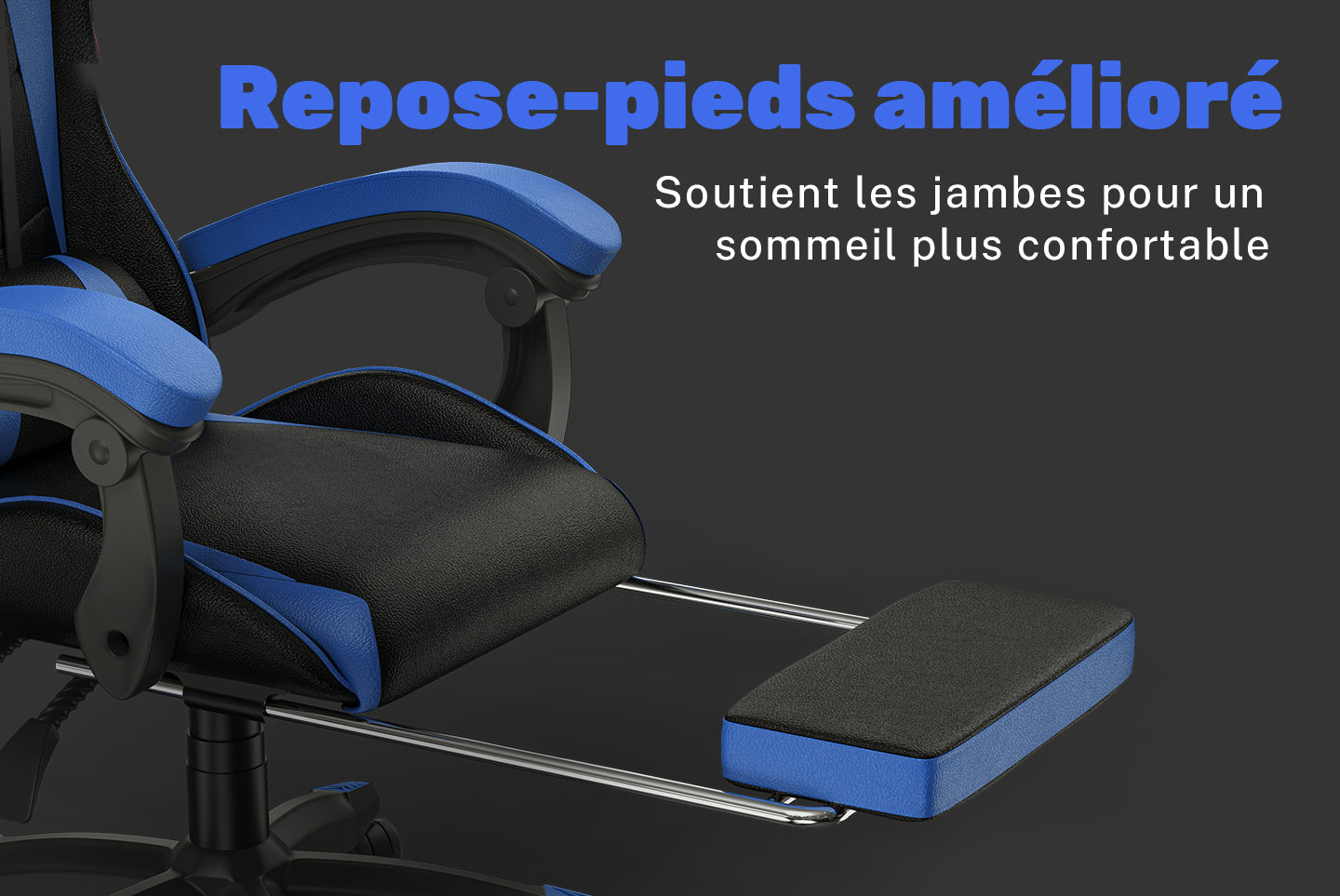 Chaise de Jeu Ergonomique Chaise Pivotante Inclinable à 155° avec Appui-tête, Support Lombaire Chaise de Bureau en Cuir PU
