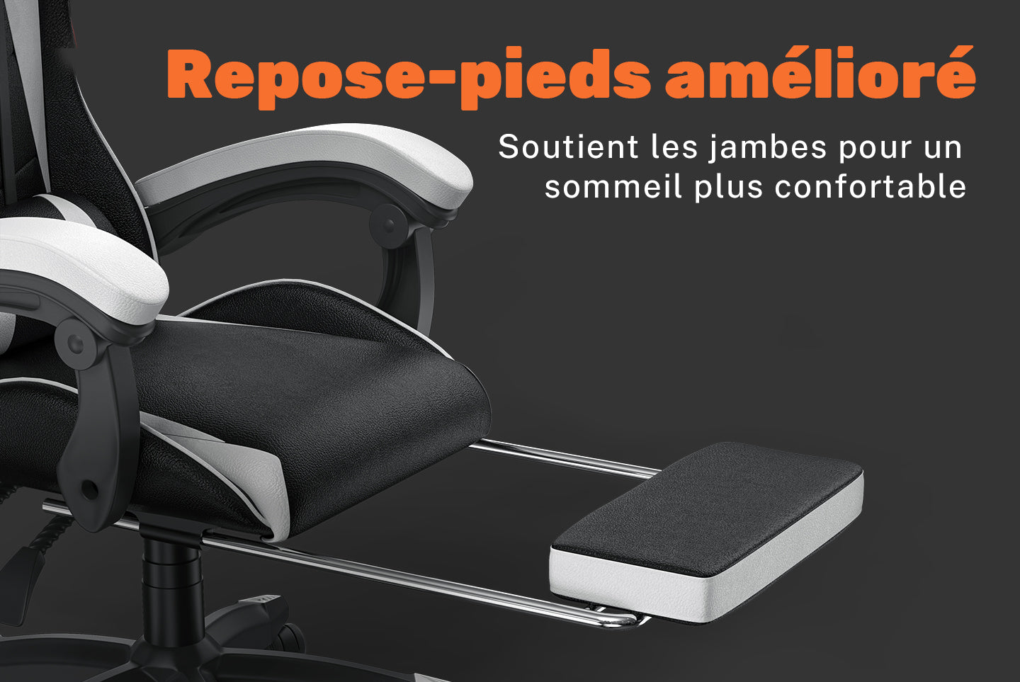 Chaise de Jeu Ergonomique Chaise Pivotante Inclinable à 155° avec Appui-tête, Support Lombaire Chaise de Bureau en Cuir PU