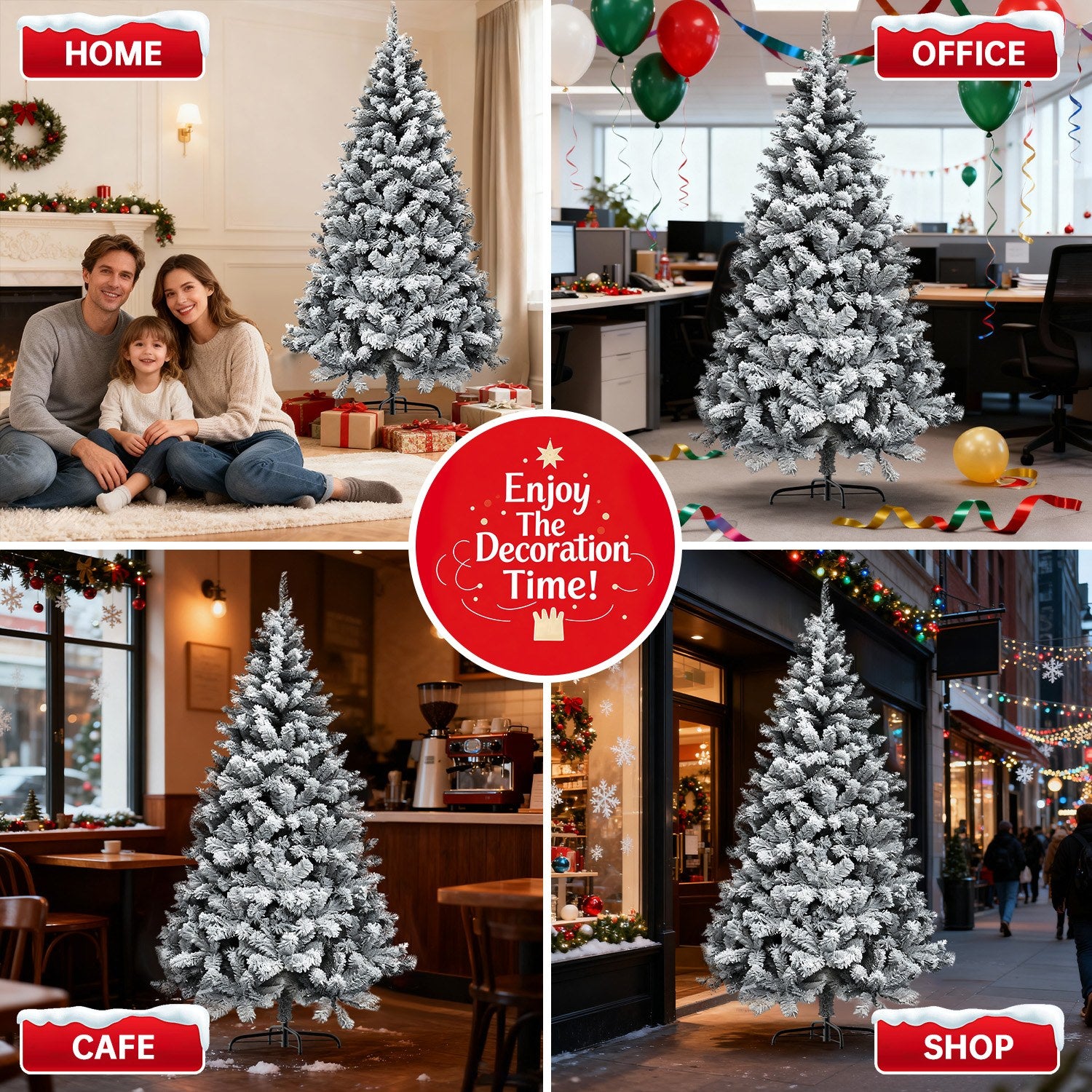 Sapin de Noël Artificiel, Sapin Pliable Floqué avec Support en Métal
