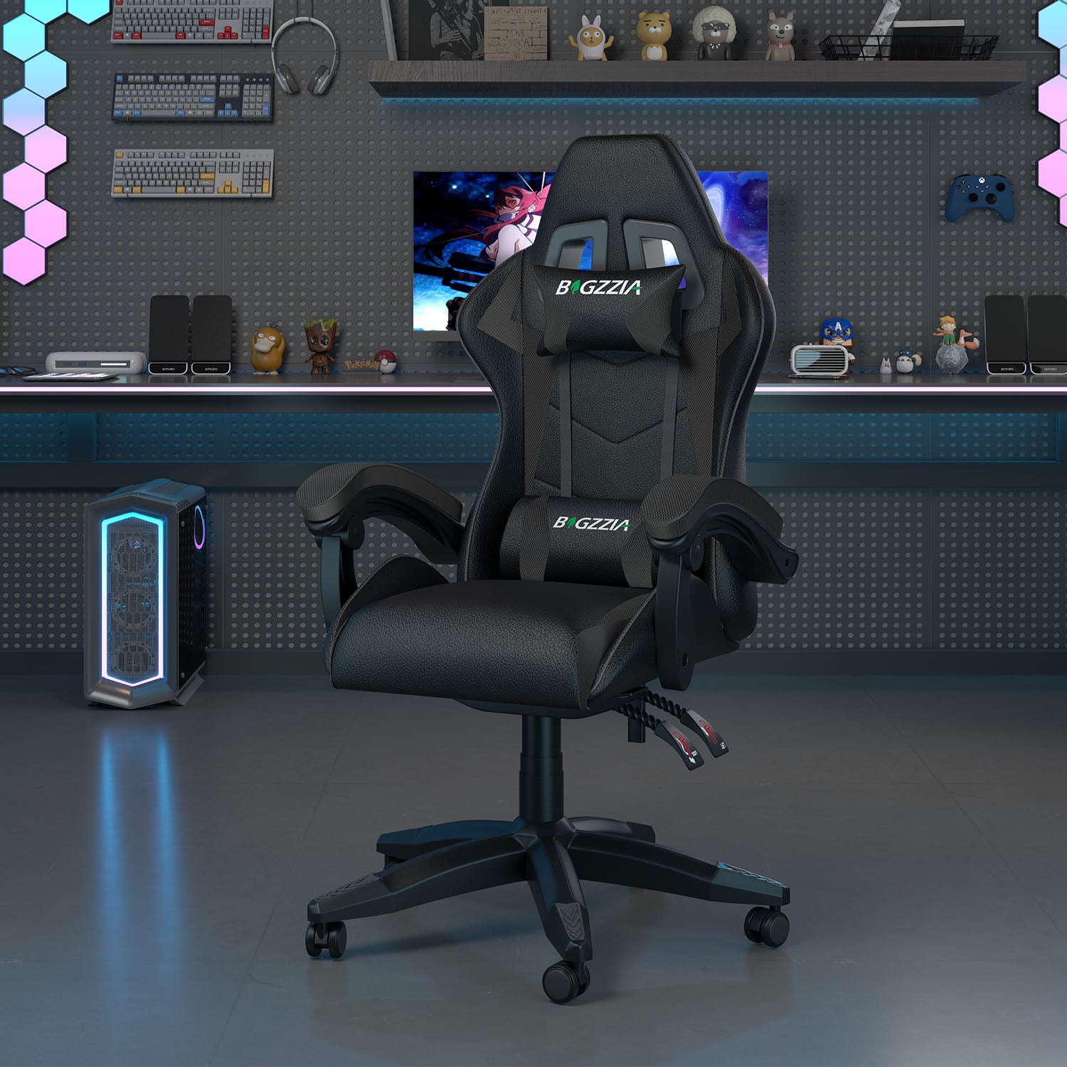 Chaise Gaming, Fauteuil Gamer, Siège de Bureau Réglable, Ergonomique, Appui-tête, Support Lombaire
