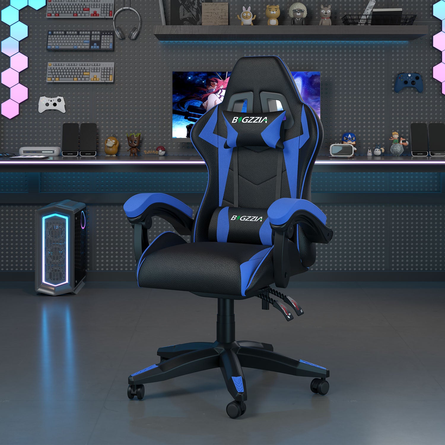 Chaise Gaming, Fauteuil Gamer, Siège de Bureau Réglable, Ergonomique, Appui-tête, Support Lombaire