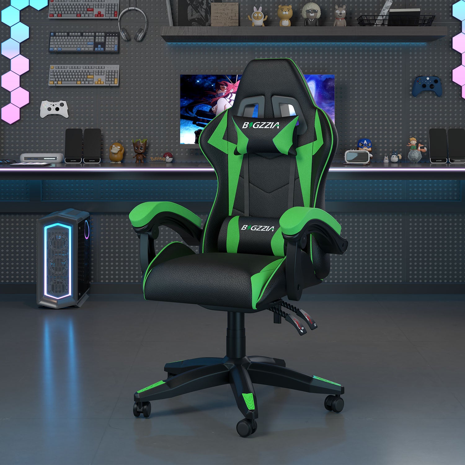 Chaise Gaming, Fauteuil Gamer, Siège de Bureau Réglable, Ergonomique, Appui-tête, Support Lombaire