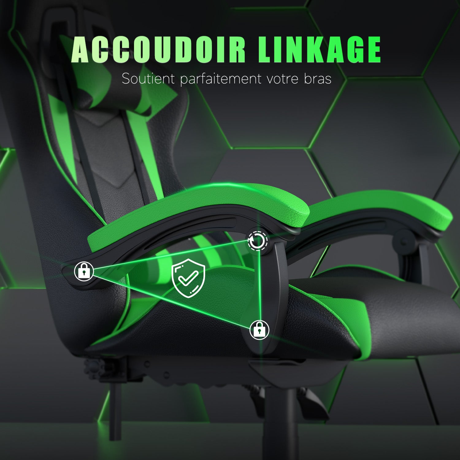 Chaise Gaming, Fauteuil Gamer, Siège de Bureau Réglable, Ergonomique, Appui-tête, Support Lombaire