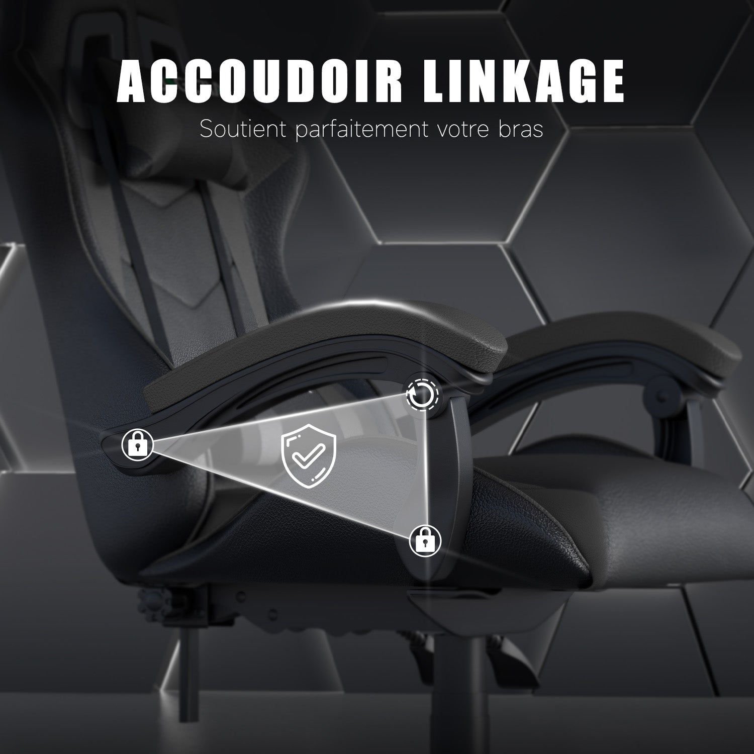 Chaise Gaming, Fauteuil Gamer, Siège de Bureau Réglable, Ergonomique, Appui-tête, Support Lombaire