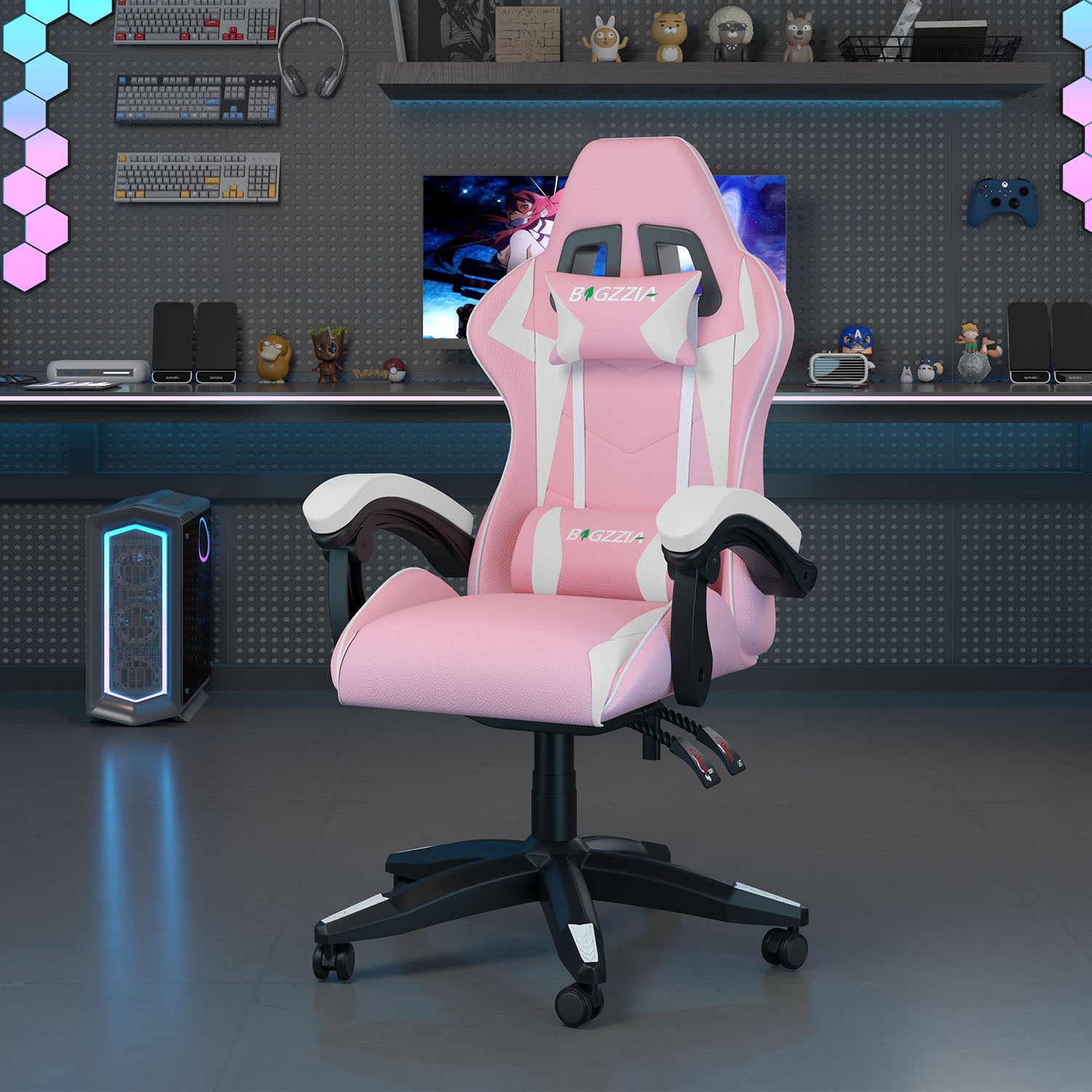 Chaise Gaming, Fauteuil Gamer, Siège de Bureau Réglable, Ergonomique, Appui-tête, Support Lombaire