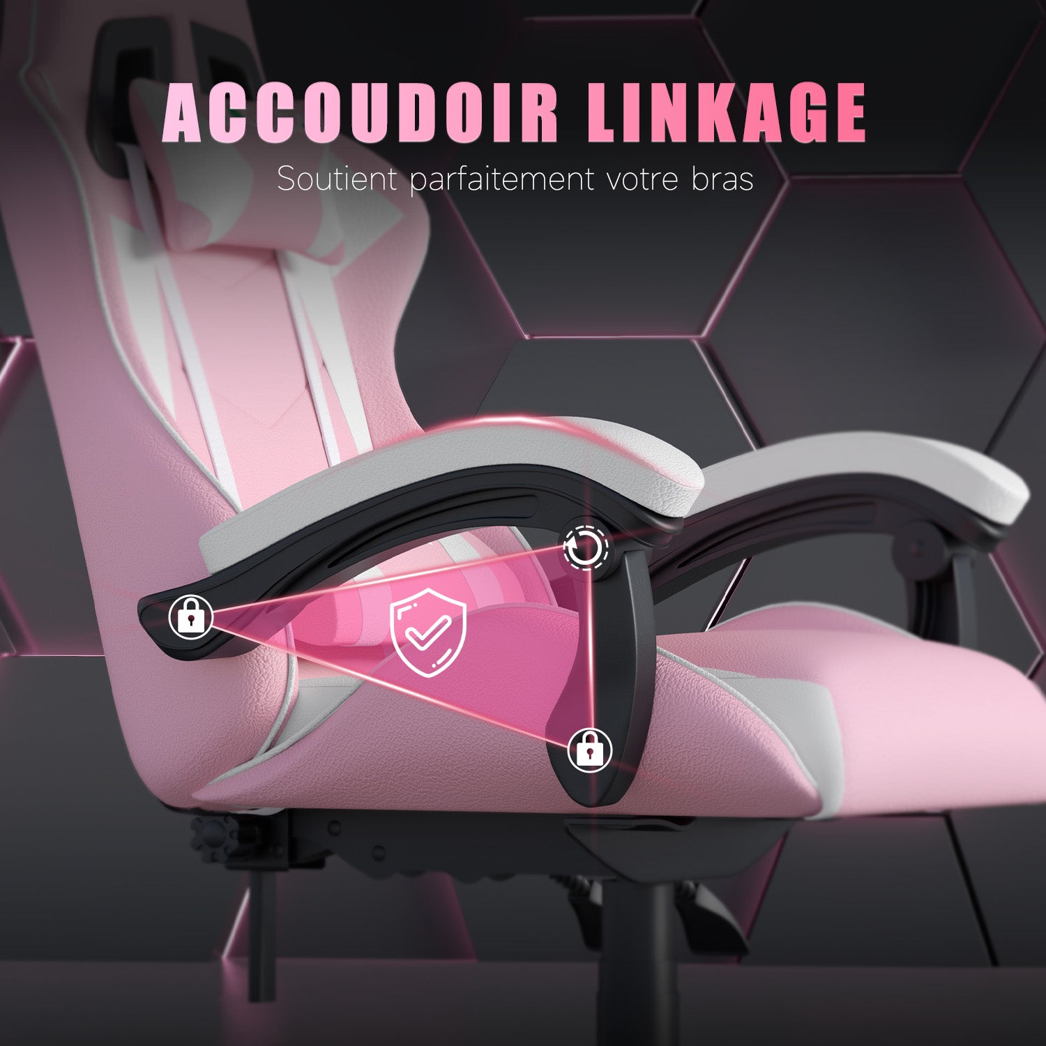 Chaise Gaming, Fauteuil Gamer, Siège de Bureau Réglable, Ergonomique, Appui-tête, Support Lombaire