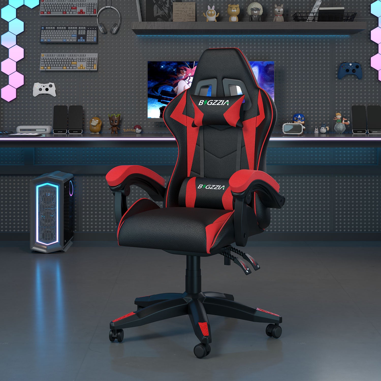 Chaise Gaming, Fauteuil Gamer, Siège de Bureau Réglable, Ergonomique, Appui-tête, Support Lombaire