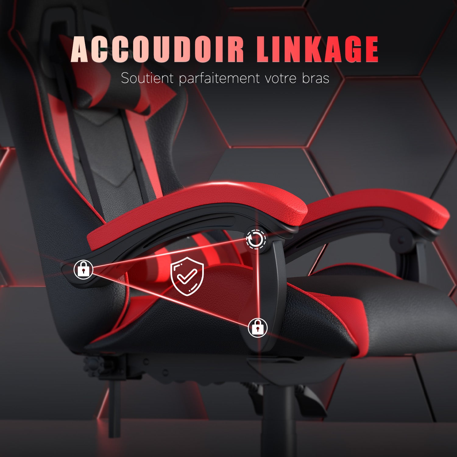 Chaise Gaming, Fauteuil Gamer, Siège de Bureau Réglable, Ergonomique, Appui-tête, Support Lombaire