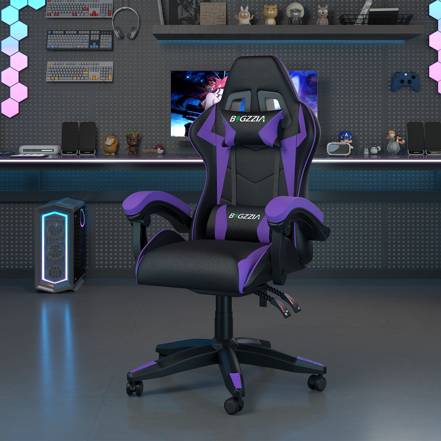 Chaise Gaming, Fauteuil Gamer, Siège de Bureau Réglable, Ergonomique, Appui-tête, Support Lombaire
