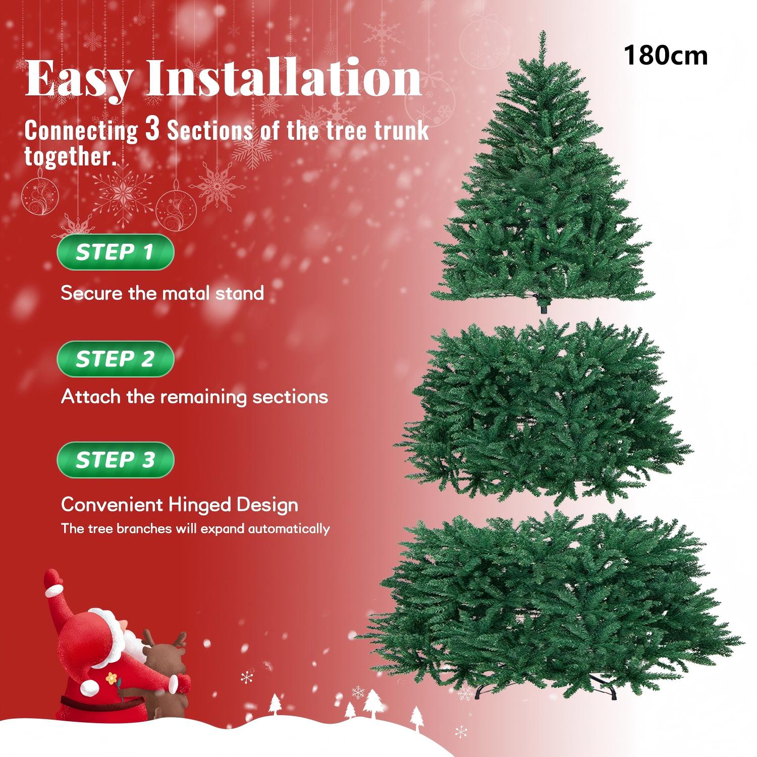 Sapin de Noël Artificiel, Sapin Pliable Floqué avec Support en Métal
