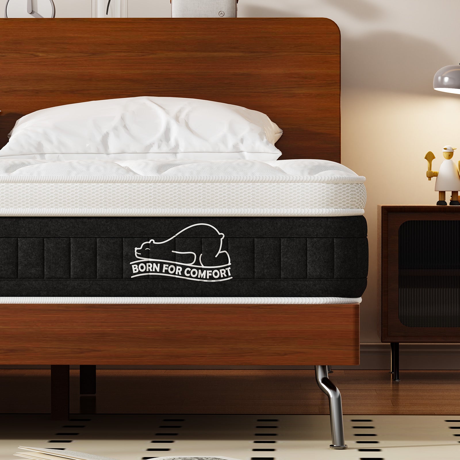 Matelas à Ressorts Ensachés avec Mousse à Mémoire de Forme, Matelas Hybrides de 25 cm, Fermeté Moyenne, Renfort des Bords