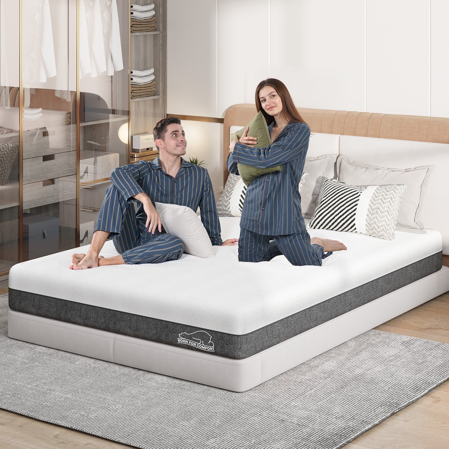 Matelas en Mousse à Mémoire de Forme, Tissu Doux, Matelas Hypoallergénique, Housse Respirante, 2 Couches pour un Meilleur Soutien