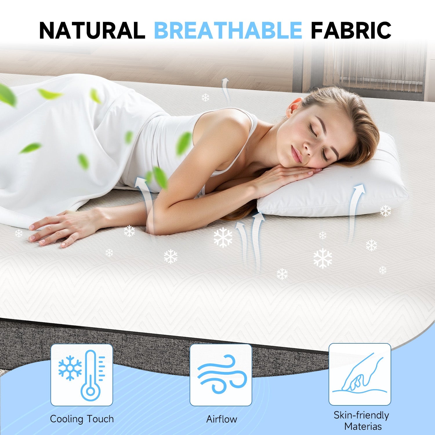 Matelas en Mousse à Mémoire de Forme, Tissu Doux, Matelas Hypoallergénique, Housse Respirante, 2 Couches pour un Meilleur Soutien