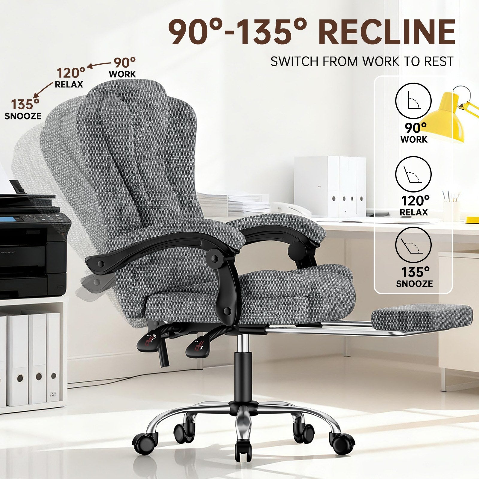 Chaise de bureau ergonomique en cuir de haute qualité avec fonction inclinable pour le bureau à domicile