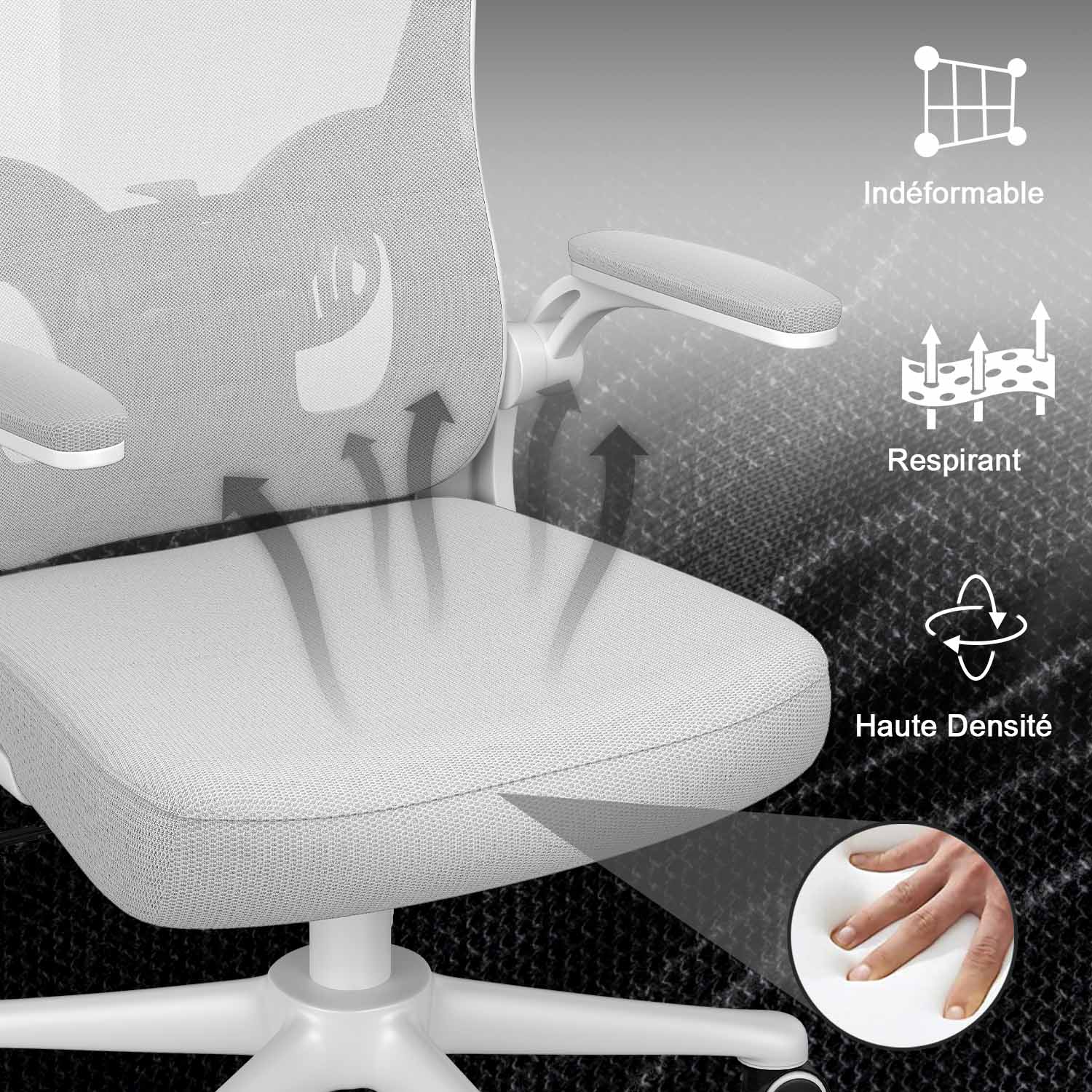 Chaise de Bureau, Siege de Bureau Ergonomique avec Support Lombaire et accoudoir réglable, Fauteuil de Bureau d'une capacité maximale de 150 kg
