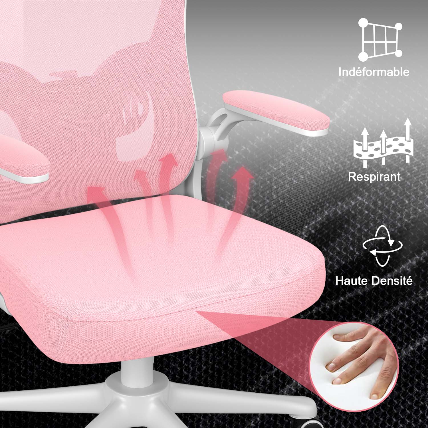 Chaise de Bureau, Siege de Bureau Ergonomique avec Support Lombaire et accoudoir réglable, Fauteuil de Bureau d'une capacité maximale de 150 kg