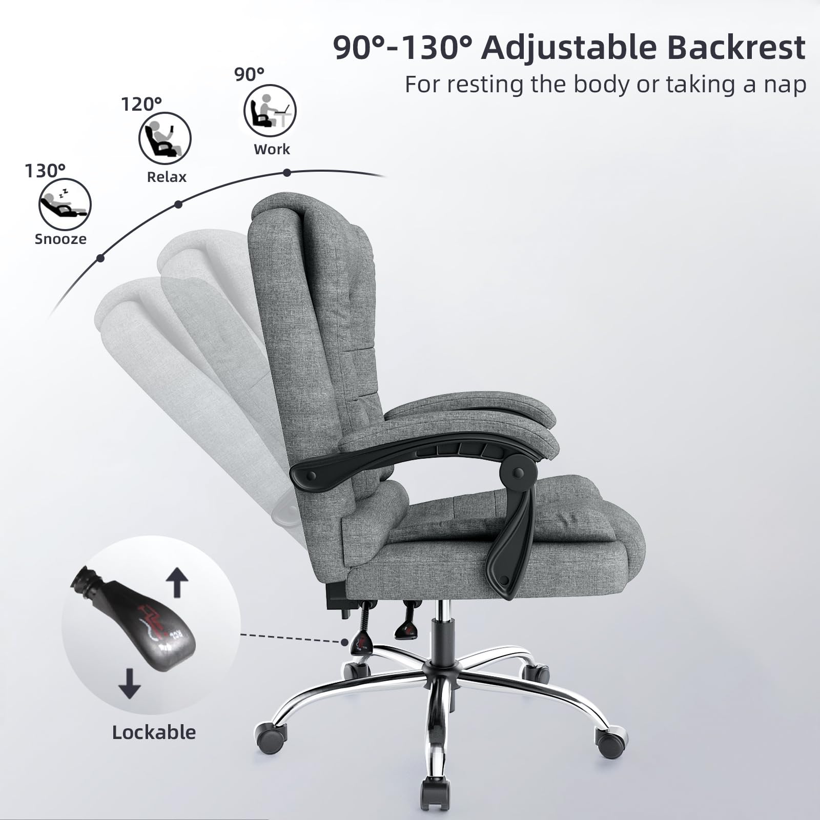 Chaise de bureau ergonomique en cuir de haute qualité avec fonction inclinable pour le bureau à domicile