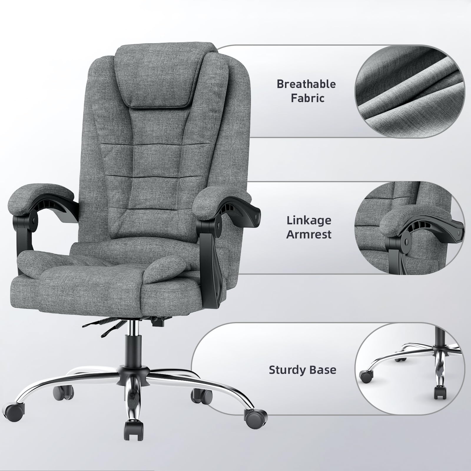 Chaise de bureau ergonomique en cuir de haute qualité avec fonction inclinable pour le bureau à domicile