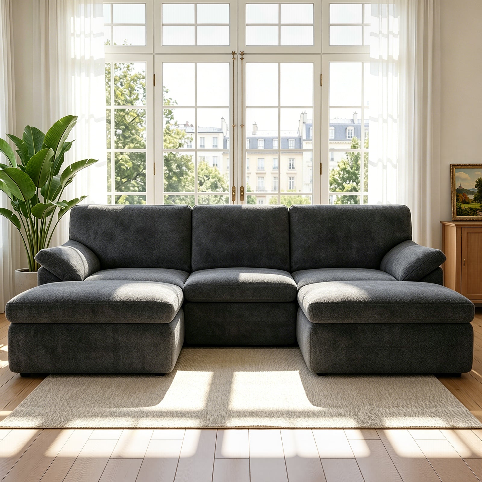 Canapé D'angle en U 5 places, Canapé Modulable Cloud Comfy, Combinaison Libre