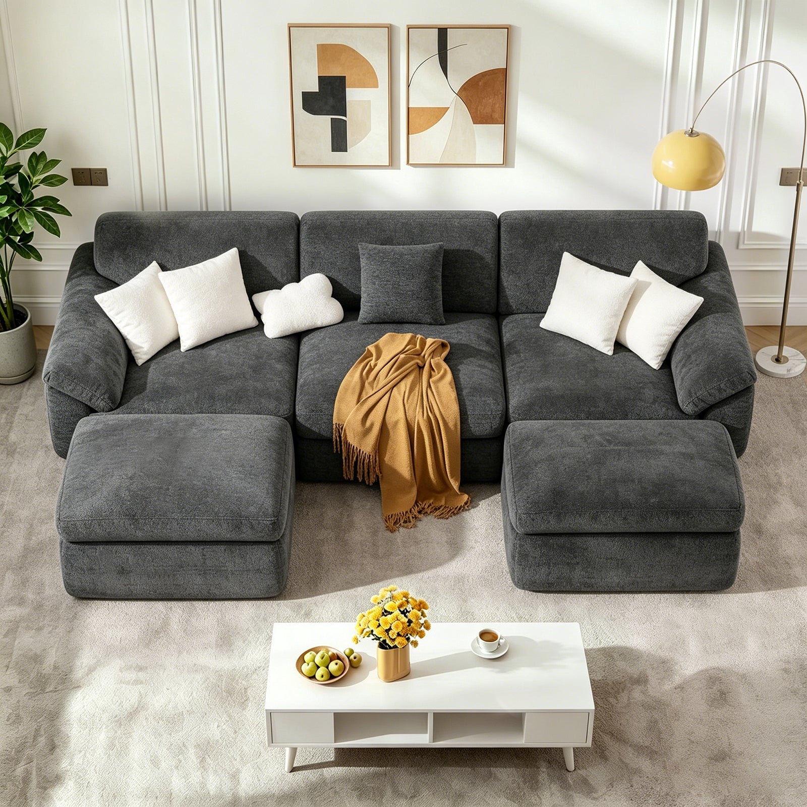 Canapé D'angle en U 5 places, Canapé Modulable Cloud Comfy, Combinaison Libre