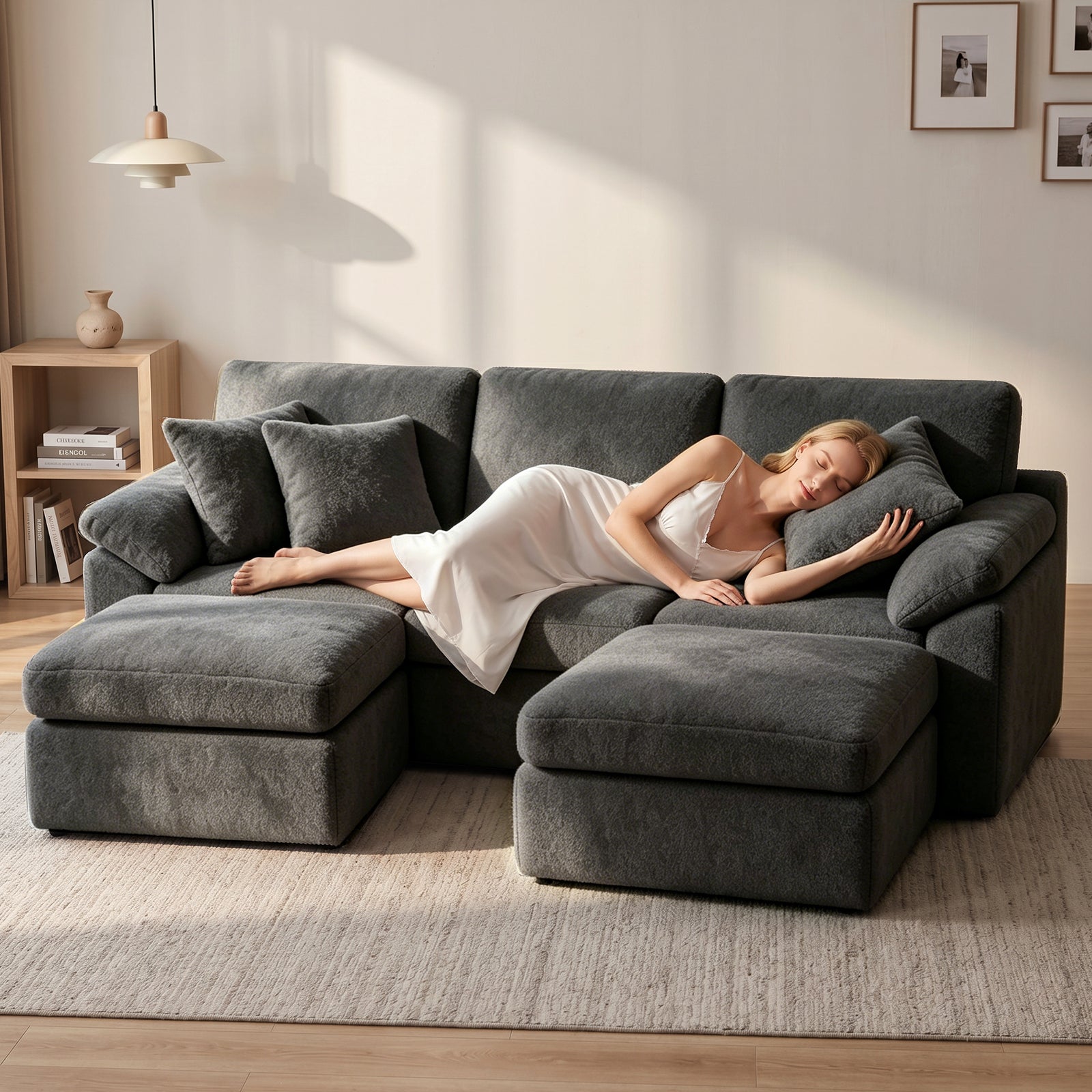 Canapé D'angle en U 5 places, Canapé Modulable Cloud Comfy, Combinaison Libre