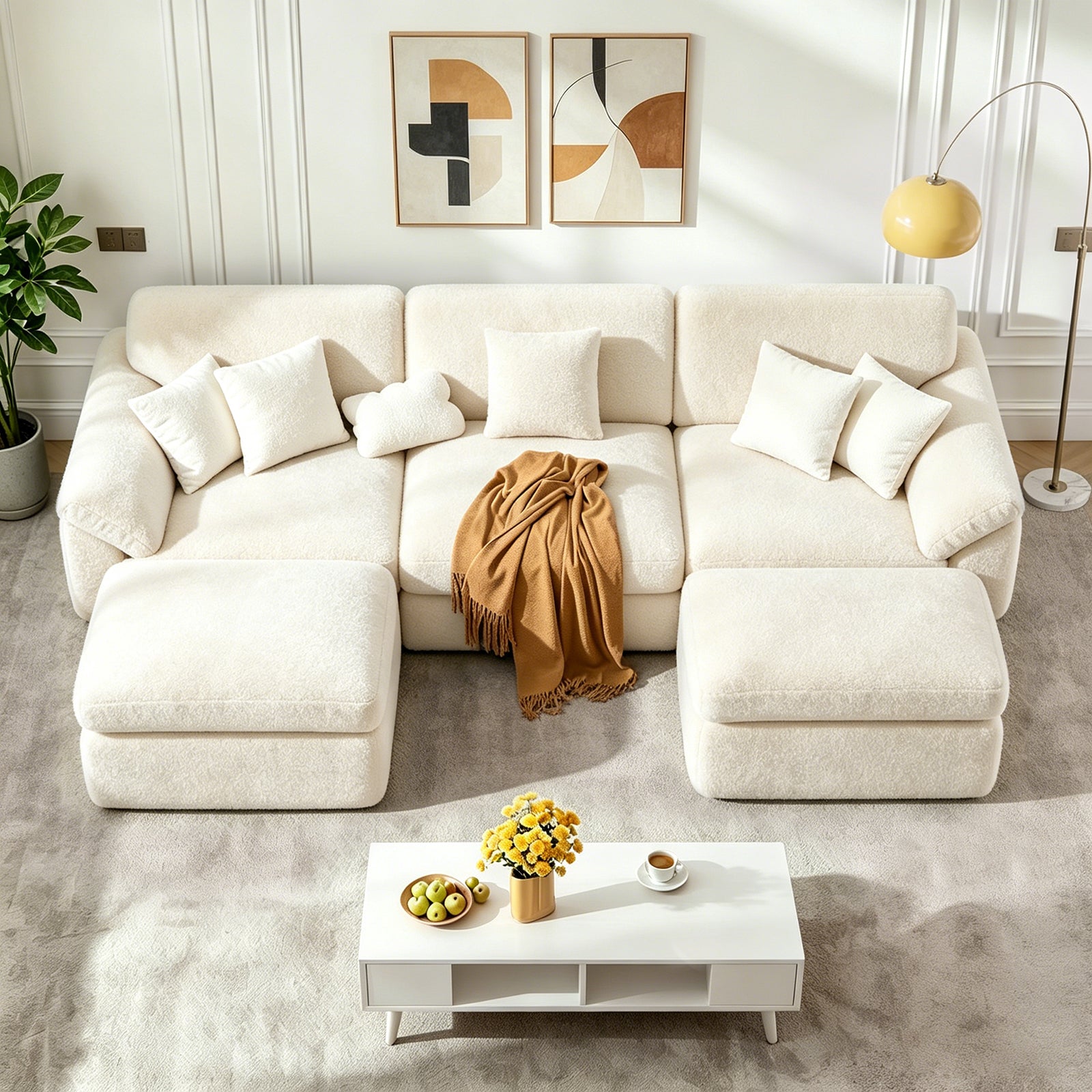 Canapé D'angle en U 5 places, Canapé Modulable Cloud Comfy, Combinaison Libre