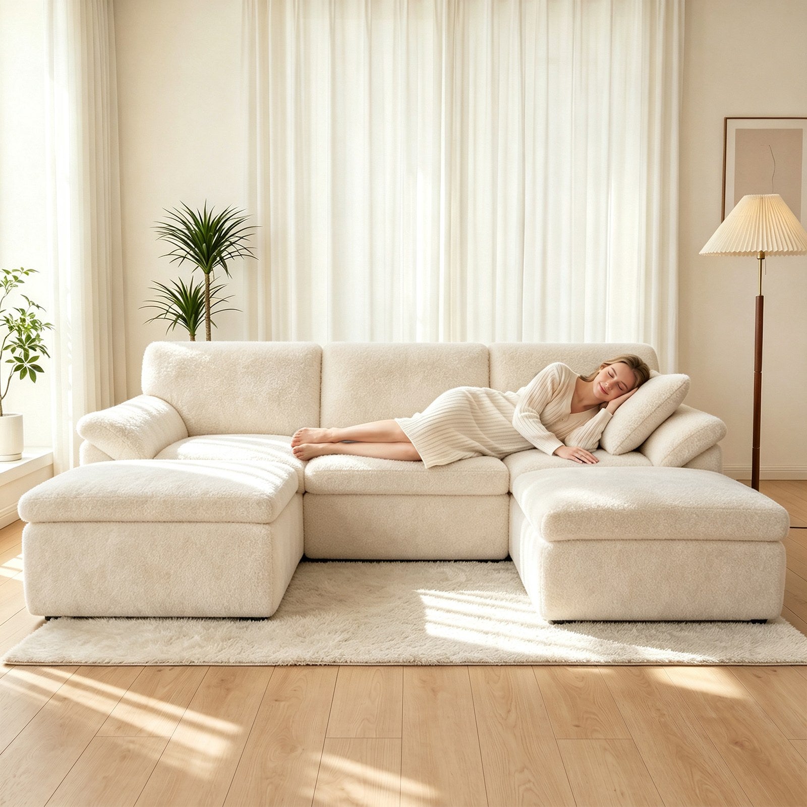 Canapé D'angle en U 5 places, Canapé Modulable Cloud Comfy, Combinaison Libre