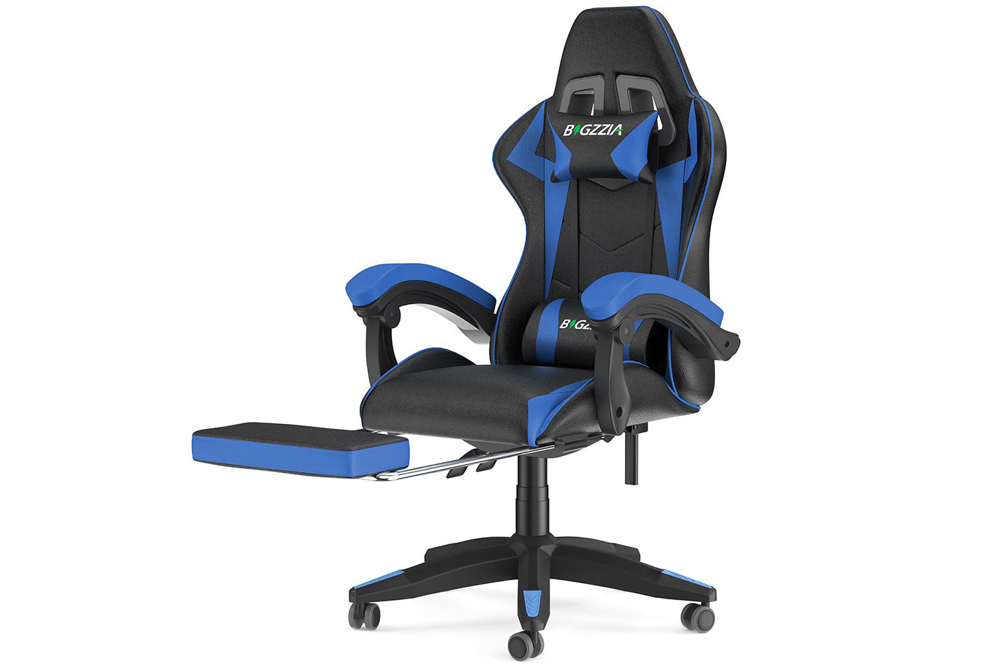 Chaise de Jeu Ergonomique Chaise Pivotante Inclinable à 155° avec Appui-tête, Support Lombaire Chaise de Bureau en Cuir PU